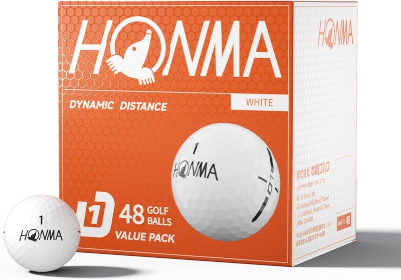 Honma 48-Pack Bulk Golf Balls, Maximum Distance & Low-Spin Straight Flight with Durable Cover, Ideal for Beginners and Everyday Players - Image 1